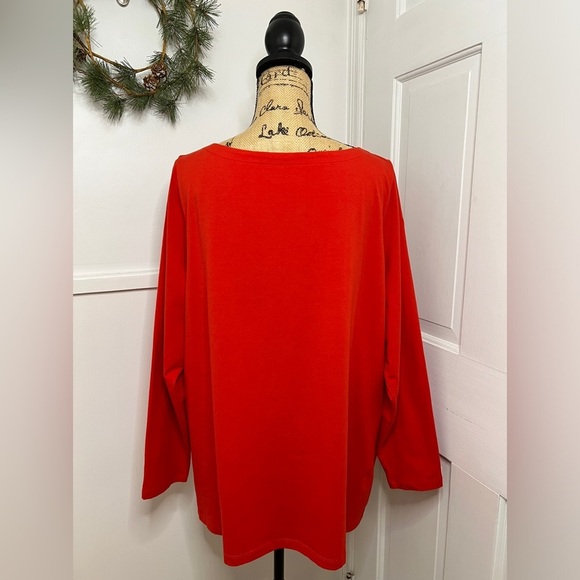 Universal Standard Red Pima Cotton Long Sleeve Bella Boatneck T-Shirt - Picture 5 of 14